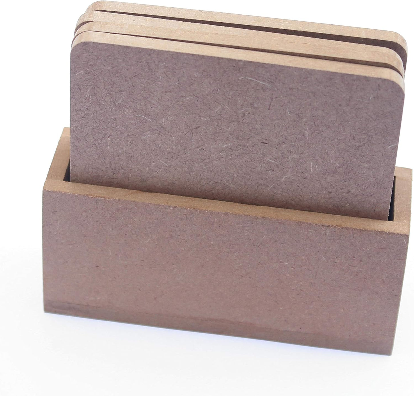 MDF DIY Square Coasters with Vertical Holder Set of 4 (3.5in X 3.5in)