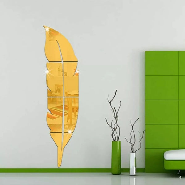 Acrylic Feather Mirror Wall Decor