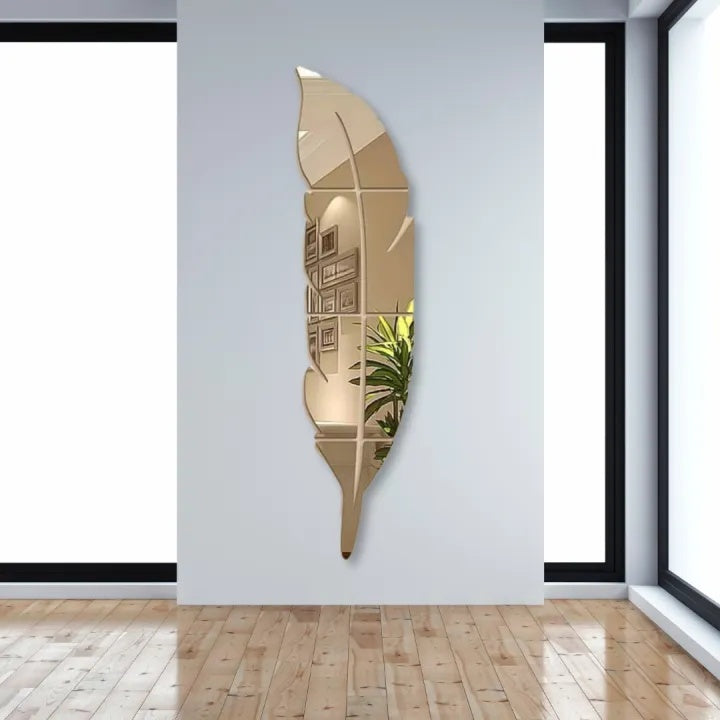 Acrylic Feather Mirror Wall Decor