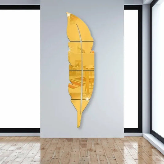 Acrylic Feather Mirror Wall Decor