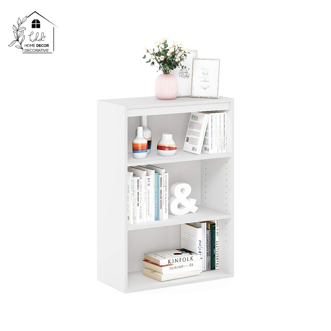 Wood Open Book Shelf Book Rack with 3 Shelves