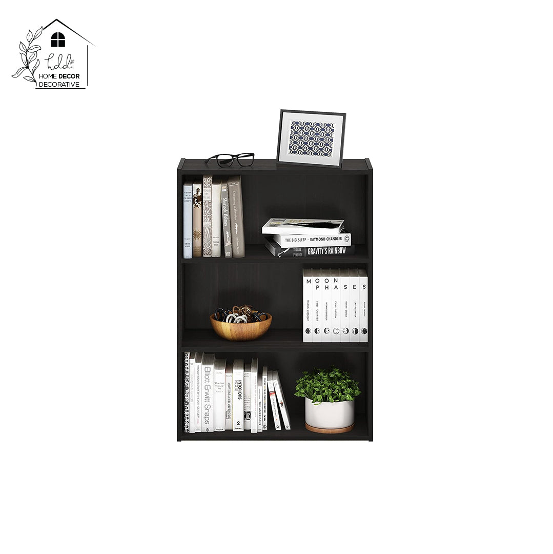 Wood Open Book Shelf Book Rack with 3 Shelves