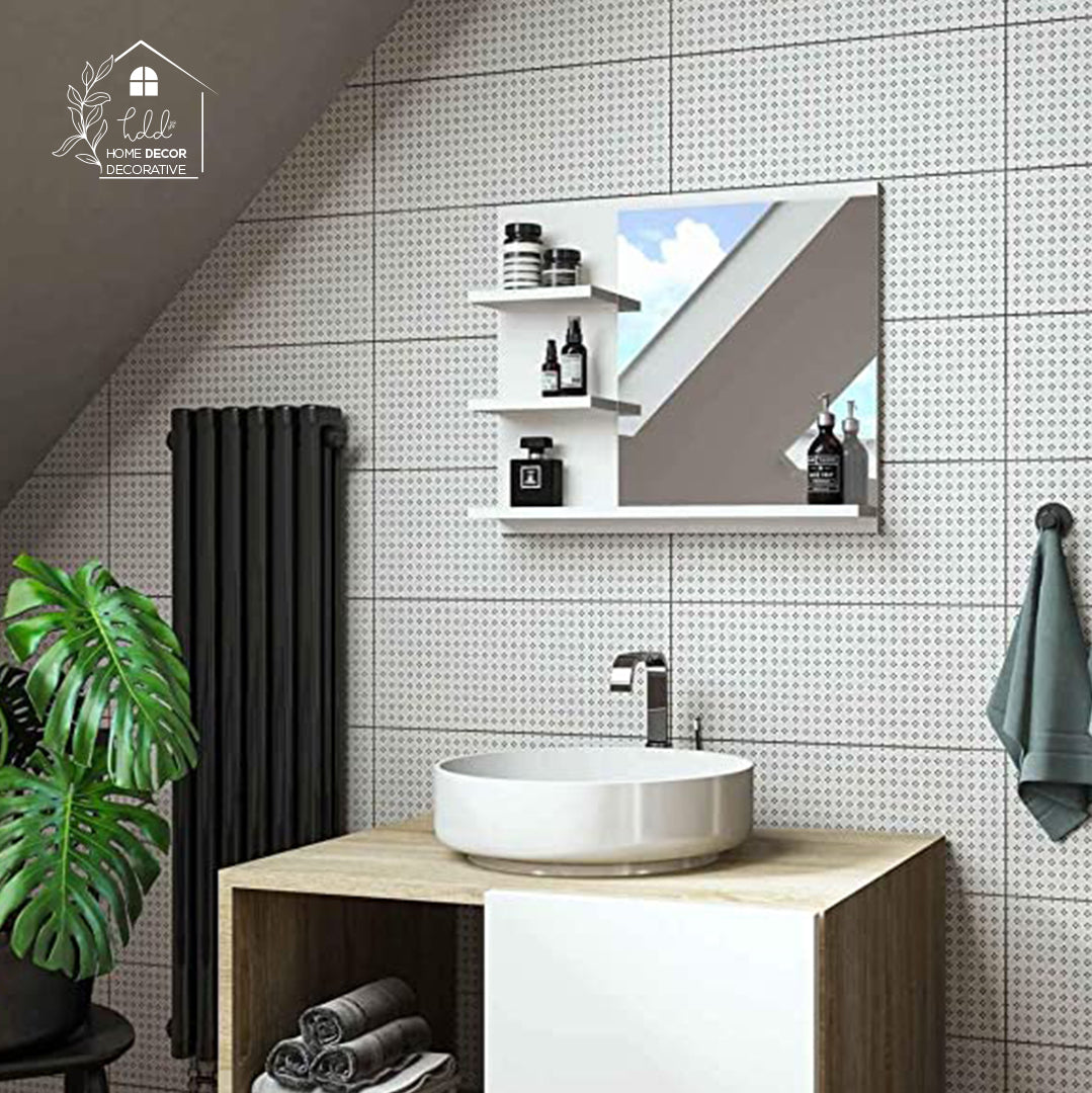 White Bathroom Mirror Wall Cabinet