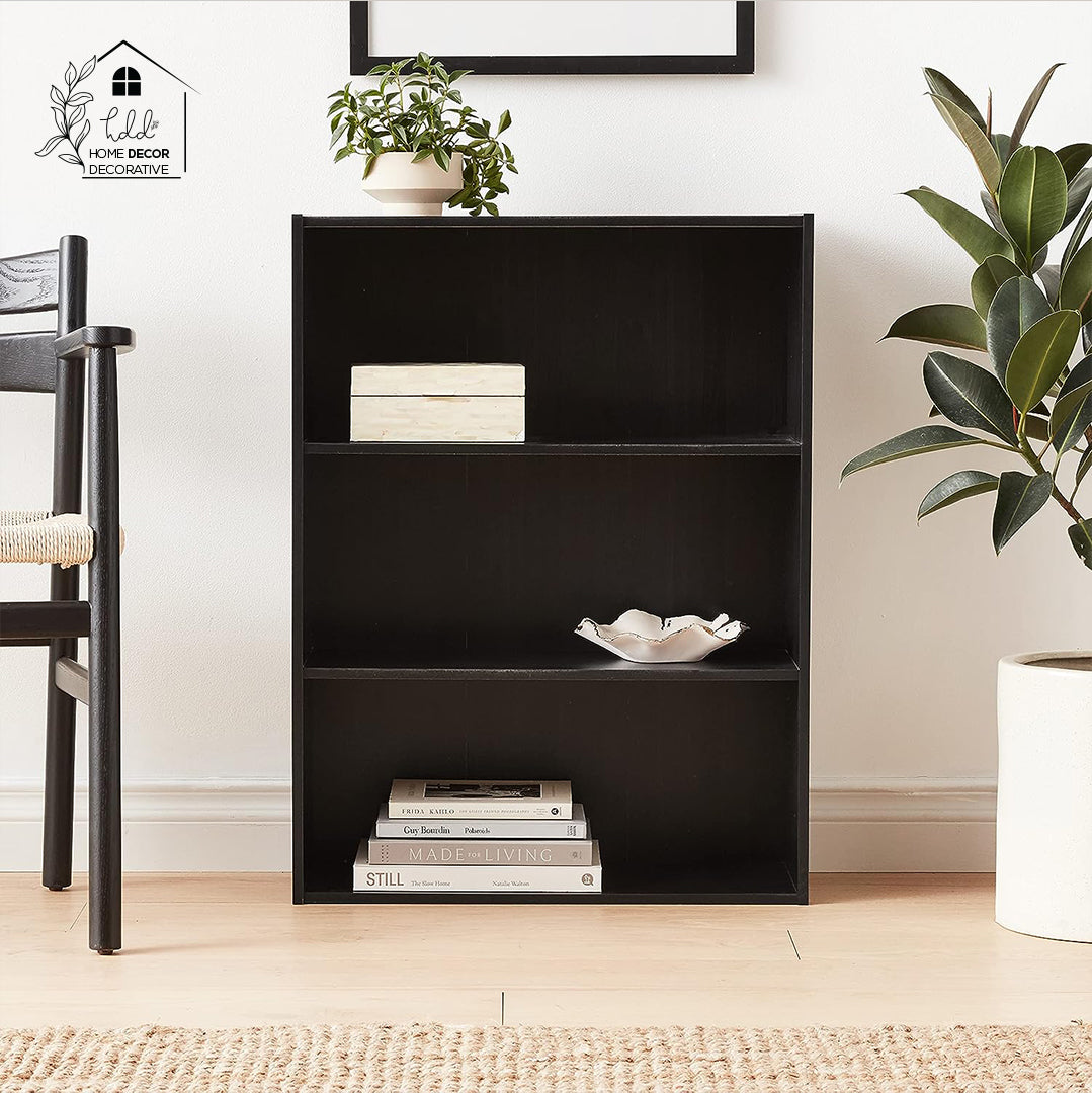 Wood Open Book Shelf Book Rack with 3 Shelves