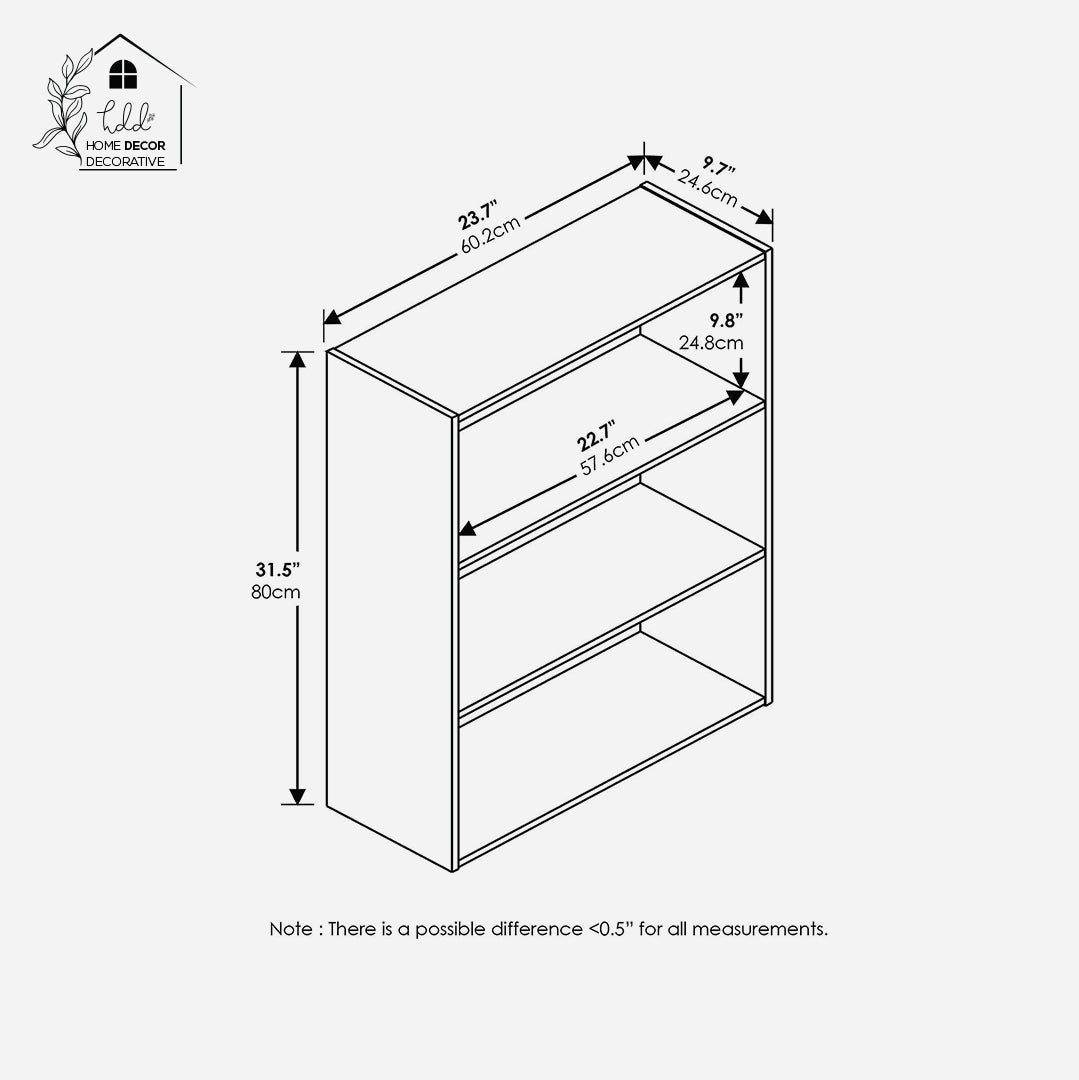 Wood Open Book Shelf Book Rack with 3 Shelves