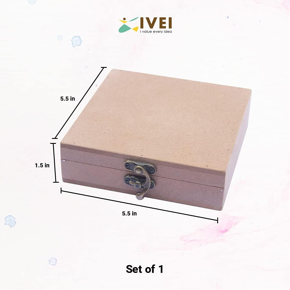 Plain MDF Wood Blank Square Box for Painting