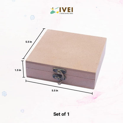 Plain MDF Wood Blank Square Box for Painting