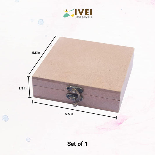Plain MDF Wood Blank Square Box for Painting