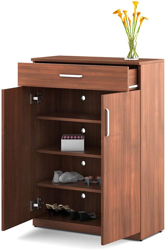 Wood Shoe Rack with 2 Door and 1 Drawer