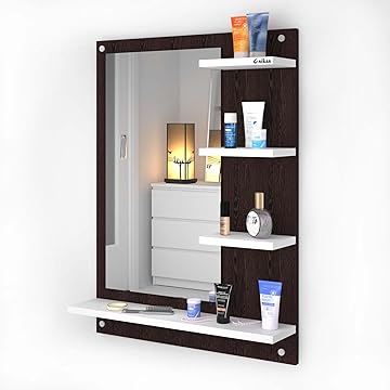 Unique Wall Mount Dressing Mirror with Shelves