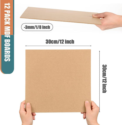 12 Pack MDF Wood Board for Crafts