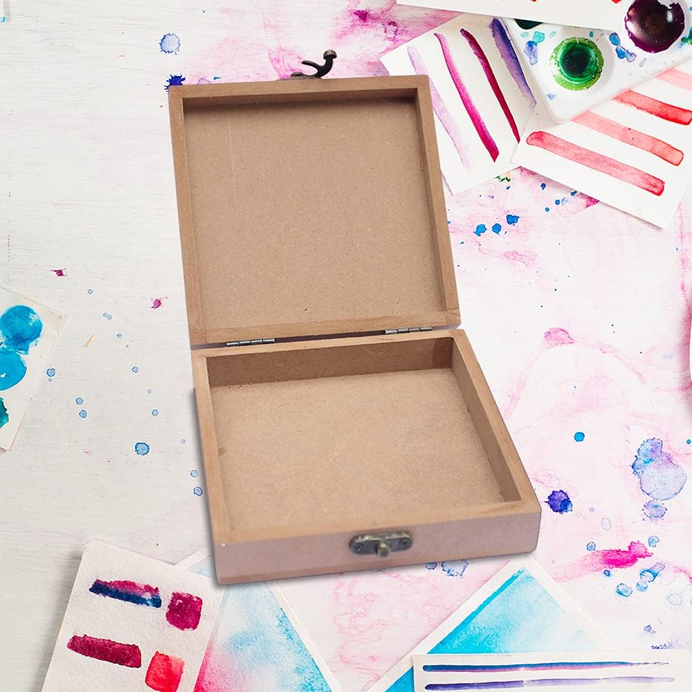 Plain MDF Wood Blank Square Box for Painting