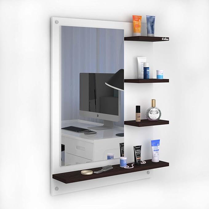 Unique Wall Mount Dressing Mirror with Shelves