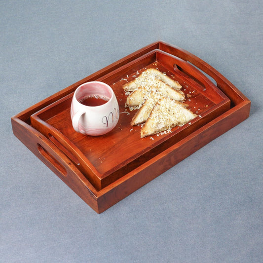 Premium Handcrafted Serving Wooden (Tray set of 2)