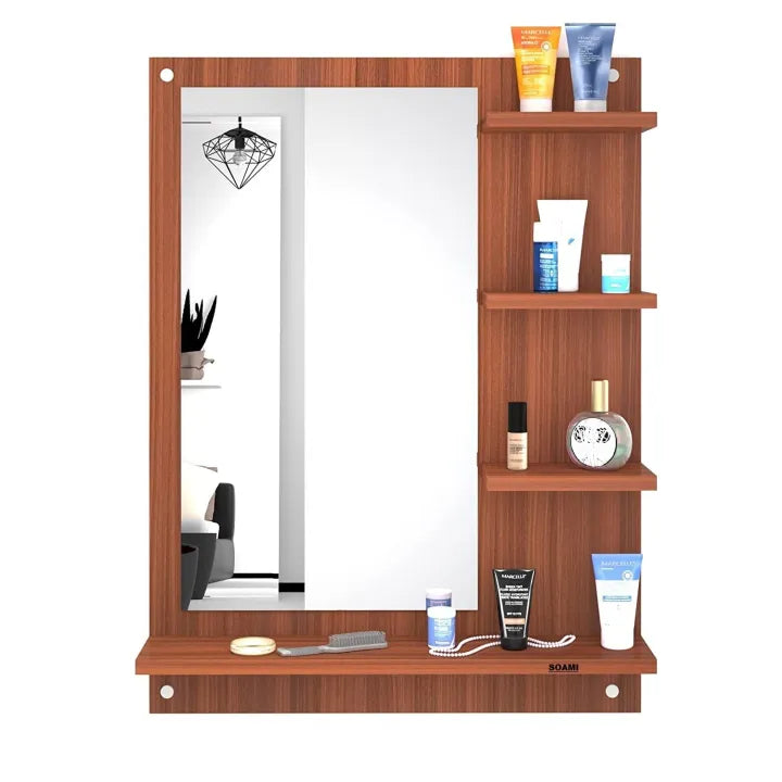 Unique Wall Mount Dressing Mirror with Shelves