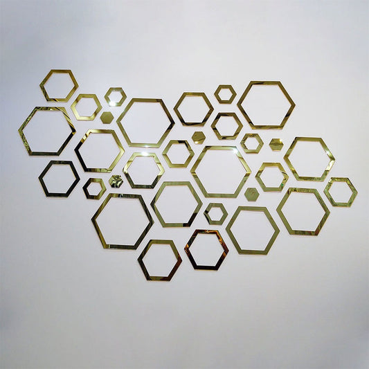 Hexagon Elegant Acrylic Wall Decor Mirrors