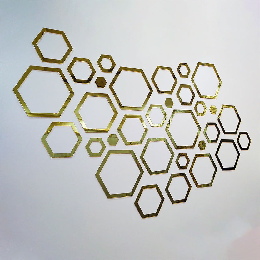Hexagon Elegant Acrylic Wall Decor Mirrors