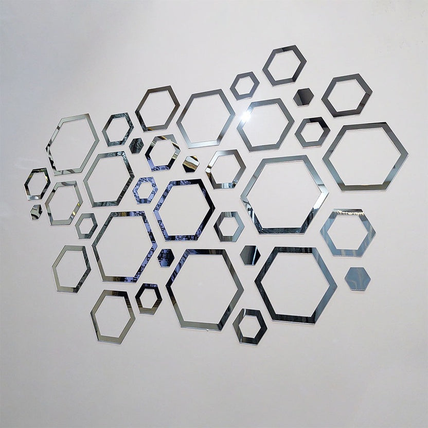 Hexagon Elegant Acrylic Wall Decor Mirrors