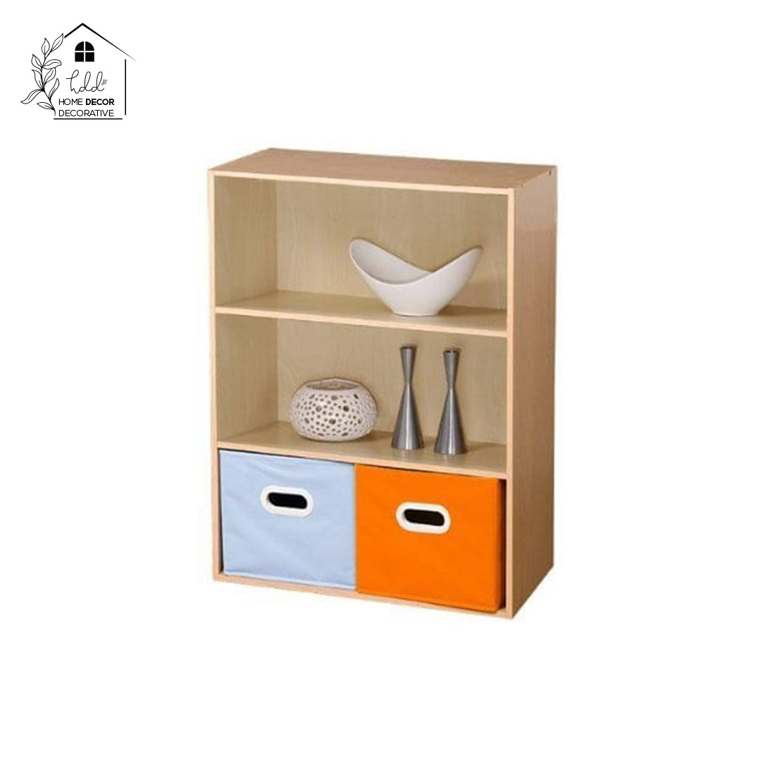 Wood Open Book Shelf Book Rack with 3 Shelves