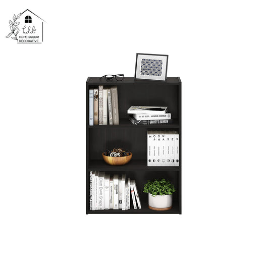 Wood Open Book Shelf Book Rack with 3 Shelves